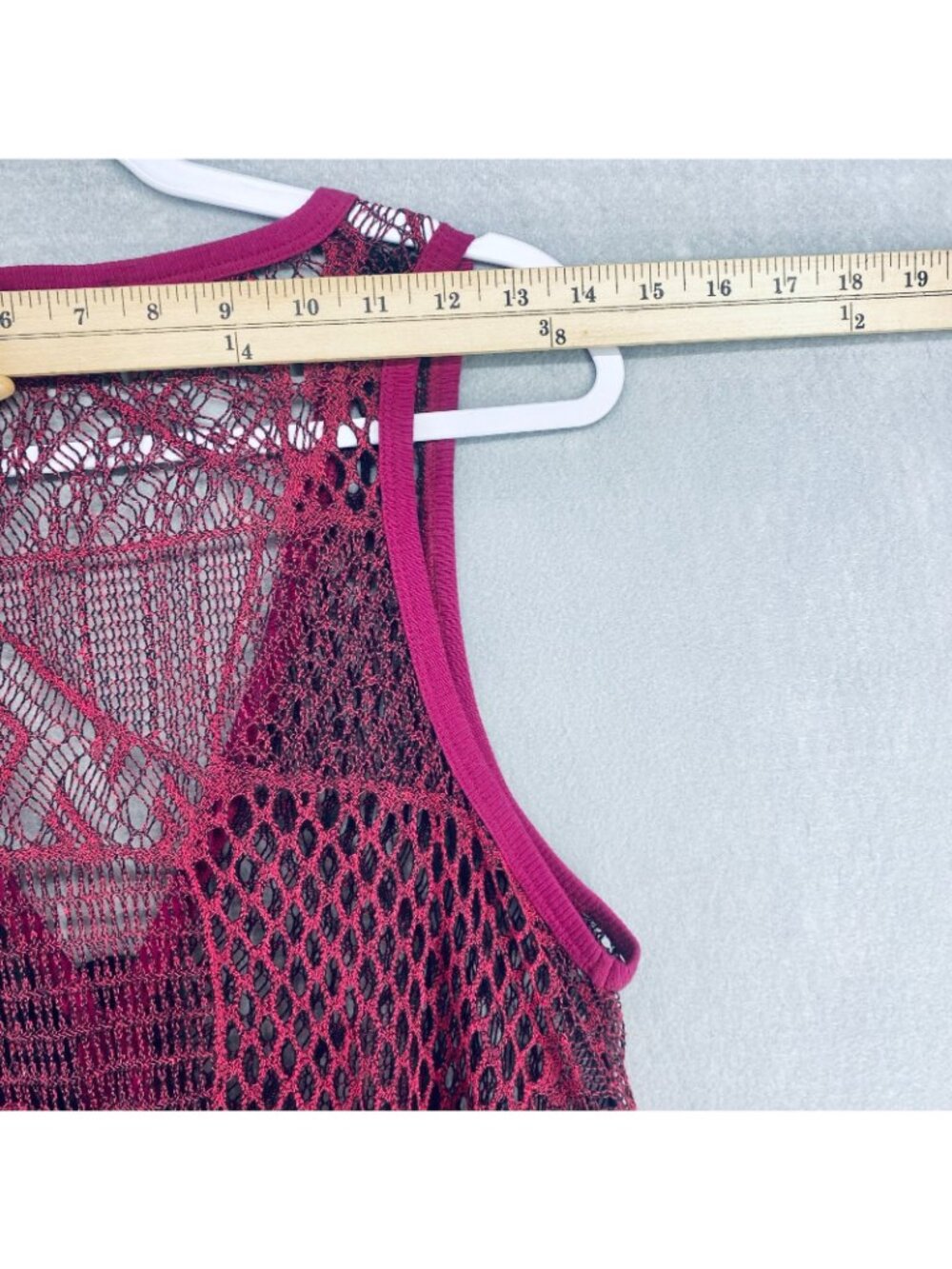 Womens Fairycore Lace Top Small Purple Stretch Crochet Knit Babydoll - Picture 8 of 11